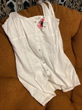 Roxy White Eyelet Button-Front Camisole Dress - NWT